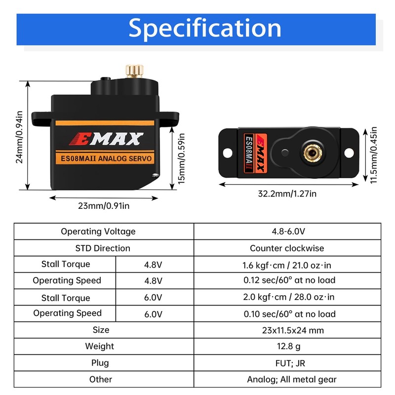 HAWK'S WORK Micro Servo 9g, Metal Geared Motor Kit for