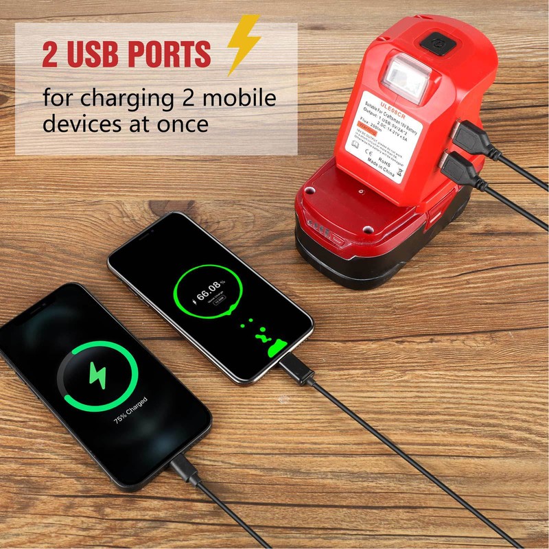 Rechargeable Spotlight Power Tool Lithium Battery Charging Lamp with USB