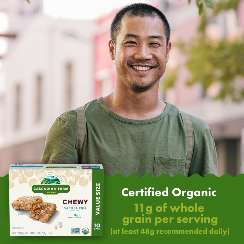Cascadian Farm Organic Vanilla Chip Chewy Granola Bars, Value Size,