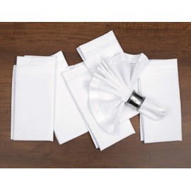 BEDDING CRAFT Set of 12 Cotton Cloth Dinner Napkin 18x18 White with Hemstitched Mitered Corners – Perfect for Wedding Dinner Parties and Table Decorations