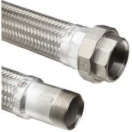 Hose Master Annuflex Stainless Steel 321 Flexible Hose Assembly, 1/4" Stainless Steel 304 NPT Male x 150 psi Stainless Steel 304 Female NPT Union Connection, 300 PSI Maximum Pressure, 36" Length, 1/4" ID