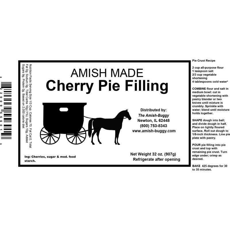 Amish Pie Filling Cherry - TWO 32 Oz Jars
