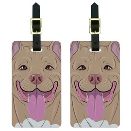 Graphics & More Pit Bull Blue Fawn-Pitbull American Staffordshire Terrier Dog Luggage Tags Set, White