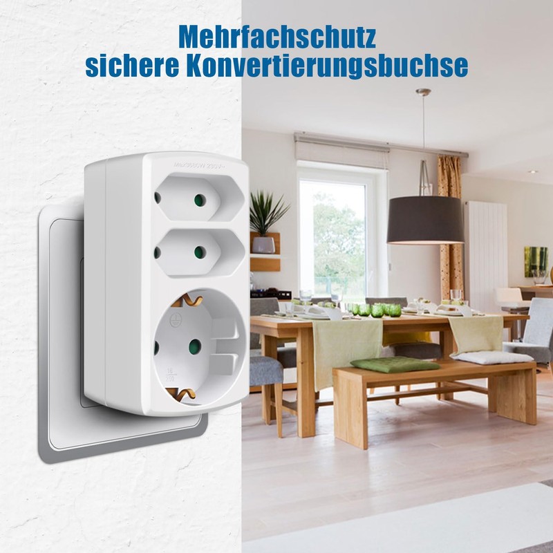 EXTRASTAR Multi-socket 3-way socket adapter, 2 Euro + 1 Schuko