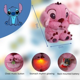 Ultimate Stress Relief: Sensory-Rich Stitched Animals & Teddy Bears Featuring Soothing Music, Gentle Lights, & Rhythmic Breathing Motions for Calm & Comfort (Light Pink)