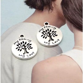 Fashion Jewelry Small TREE OF LIFE LOVE Pendant On German 22" 925 Sterling Silver Necklace Women