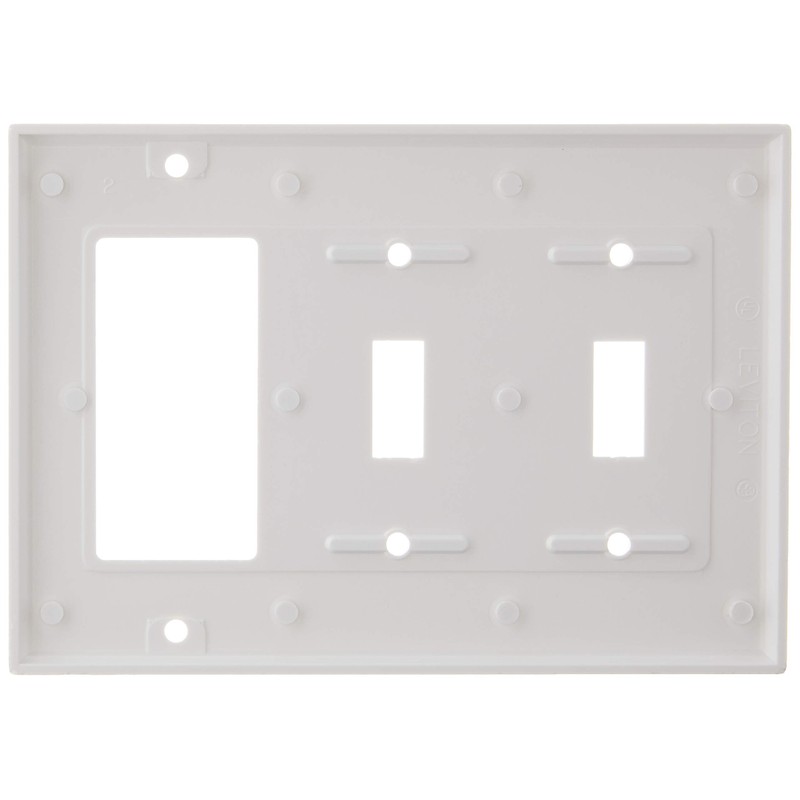 Leviton 2-Toggle 1-Decora/GFCI Device Combination Wallplate, 80421-W, White