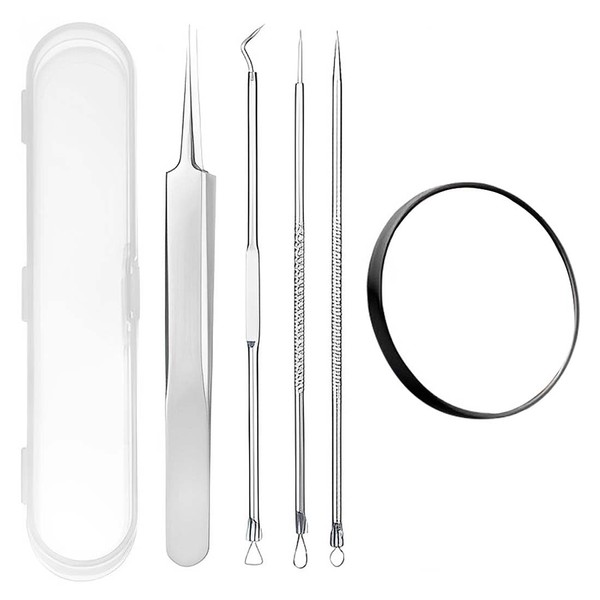 PEXIVOZ 4 Stück Mitesserentferner Komedonenquetscher Set，Mitesserentferner Komedonenquetscher Set, aus kleiner