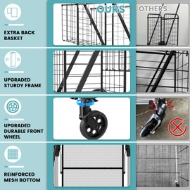 330LBS Capacity Shopping Cart for Groceries,Upgraded Jumbo Grocery Cart with Waterproof Liner, 360° Rolling Swivel Wheels and Double Basket, Heavy Duty Folding Shopping Carts for Laundry Transport