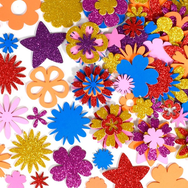 READY 2 LEARN Glitter and Foam Stickers - Stacking Flowers