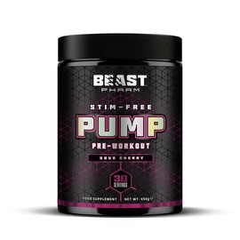 Beast Pharm | Pump Stim Free Pre Workout Powder | 450g / 30 Servings | Sour Cherry | Father's Day Gift