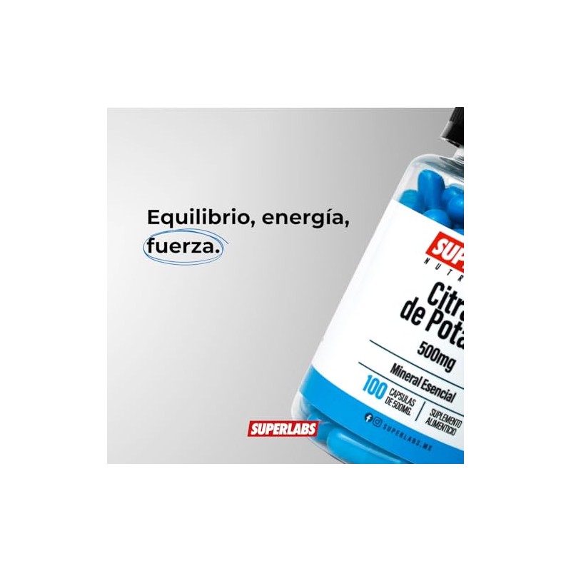 Superlabs Nutrition Citrato de Potasio 500 mg 100 Cápsulas |