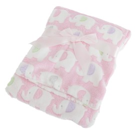 Baby Elephant Luxury Pram Blanket -Boy/Girl Options (75cm x 100cm) (Pink)