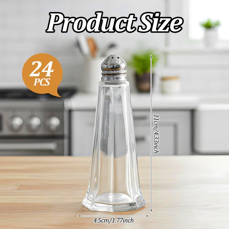 24 Pieces Clear Tower Glass Salt and Pepper Shakers, 1