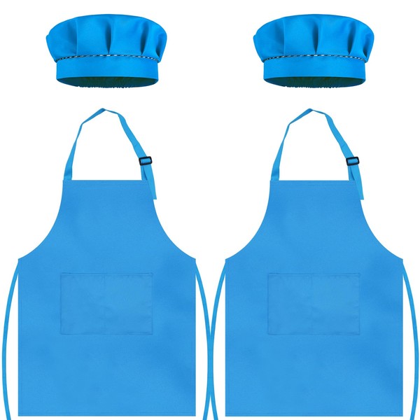 TOPWAYS Kids Apron and Chef Hat Set, kids Aprons for