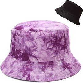 XYIYI Tie Dye Purple Bucket Hat Trendy Fishing Hats for Women, Reversible Double-Side-Wear
