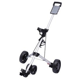 COFECO Golf Push Cart, 3 Wheel Foldable Push Pull Golf with Locking Foot Brake and Adjustable Straps, Lightweight