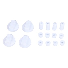 easyPART Compatible / Replacement for Europart 10032323 Toggle Set Rotary Knob Knob Set 38 mm Diameter White with Adaptors Universal for Hobs All Brands 16-Piece