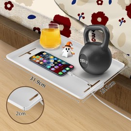 Bedside Shelf for Bed，Attachable Bed Frame with Drawers, Bedside Table with Cup and Cable Holder for beds and bunk beds, Children's Rooms and bedrooms