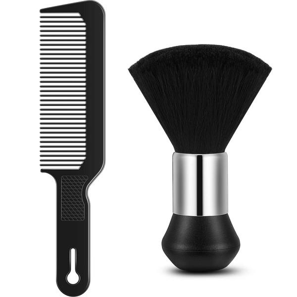 2 piezas Clipper Peine de peluquería con parte superior plana Peine negro Clipper Peine y cepillo de cuello para limpieza de cuello cepillo para peluquería