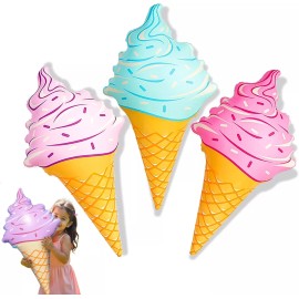 Novelty Place Giant Inflatable Ice Cream Cone Set for Kids & Adults 3 Pack