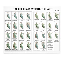 Tai Chi Chair Exercise Chart, Gentle Seated Exercises for Seniors and Beginners, Easy-to-Follow Tai Chi Walking Wall Chart, Home Practice Guide with Visual Instructions, 18x12 Inch Single Exercise Pos