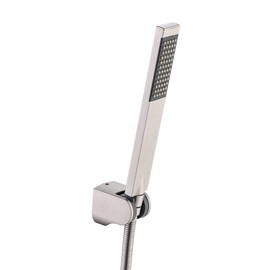 KES BRASS Handheld Shower Head with 1.5-Meter Long Hose and Holder Bracket Replacement Showerhead for Bathroom Showering System Contemporary Square Style Brushed Nickel, LP135-BN