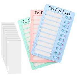 JJiaoLinin Memo Checklist Boards, Pack of 3 to Do List Checklist Board, Reusable Memo Board with 10 Interchangeable Empties, Removable Task Planning List for Children, Learning Planning Schedule