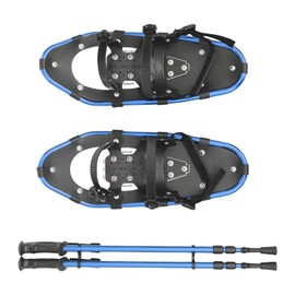21/25Inch Snowshoes with Poles for Snowshoeing, All-Terrain Snow Shoes Kit with Adjustable Trekking Poles and Carrying Bag for Women Men (Blue, 21 Inch)