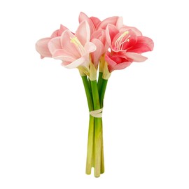 Angel Isabella 12" Real Touch Artificial Amaryllis Bouquet Home Office Hotel Decoration Wedding Centerpiece Bouquet (Soft Pink)