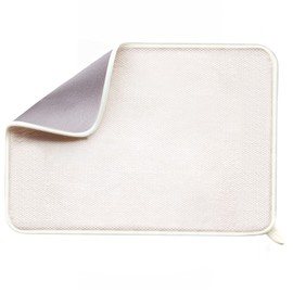 Microfiber Dish Drying Mat for Kitchen Counter Absorbent Reversible Dish Drainer Mat 16 Inch x 20 Inch Quick-Drying Sink Dish Drainer Board Draining Mats for Drying Dishes Utensils Glassware, Cream