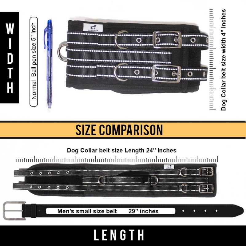 CANISALFA 4" Extra Wide Tactical Dog Collar for Large Breeds