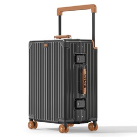 ROPLUS Aluminium Frame Carry on Luggage with Smooth Jelly Wheels, Hardside Zipperless Rolling Suitcase with TSA Lock (Grey, 21-Inch)