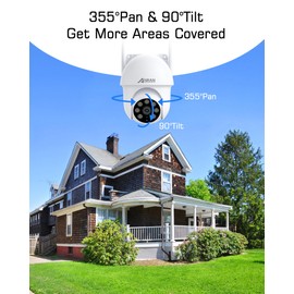 ANRAN 5MP Security Camera Outdoor, 360°PTZ Auto-Tracking, 2.4/5GHz WiFi Wired Security Camera, Spotlight & Siren, True Night Vision, IP66 Waterproof, Audio, SD & Cloud Storage, 24/7 Recording, Audio