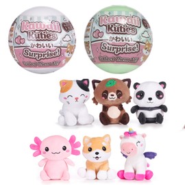 Two-Pack Kawaii Kuties 5" / 13cm Collectable Soft Plush Toy Surprise Capsules (Plush Inside Capsule)
