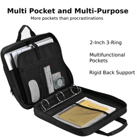 Zipper Binder with Strap - 2 Inch 3-Ring Trapper Keeper - 500-Sheet Capacity - Multi-Pocket Organizer Binder for School and Office