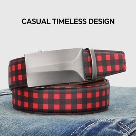 VANNANBA Men's Belt,Ratchet Slide Belts for Men Fashion Leather 1 3/8" Adjustable for Dress Jeans,Micro Size Customized