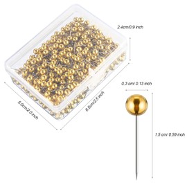500 Pack Map Push Pins Map Tacks Small Size (Golden, 1/8 Inch)