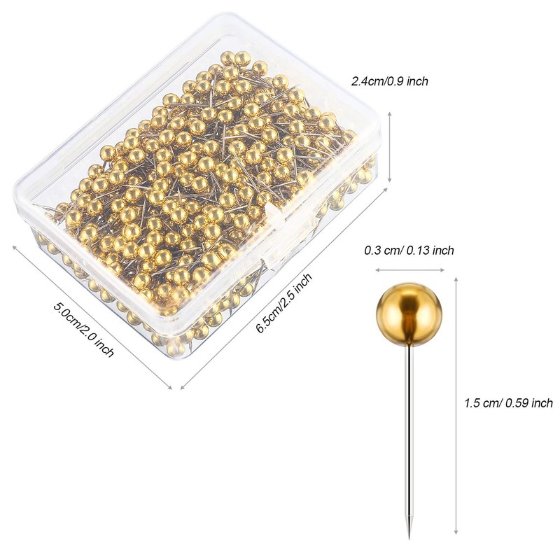 500 Pack Map Push Pins Map Tacks Small Size (Golden,