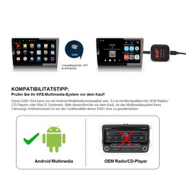 Erisin DAB+ Antenna DAB Plus Disc Antenna with Receiver Amplifier Antenna DAB Adapter for Car Radio Android, USB Port Connection