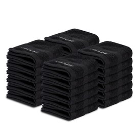 Tens Towels 24 PC Facial Makeup Removal & Cleansing Towels 13x13 Inches 100% Cotton Washcloths with Facial Embroidery Ultra Soft & Gentle Reusable Towel Set for Her