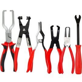 6 PCS Fuel Line Disconnect Pliers Set Hose Remover Tool With 80 Degree Disconnect Pliers Hose Remover Pliers Hose Pipe Clamp Clip 7 Inch Fuel Filter Caliper Flat Hose Clamp Plier Set
