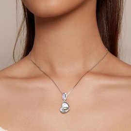 MiWangLing Double Heart Dangle Charm Oct Birthstone Bead for European Bracelet Strong