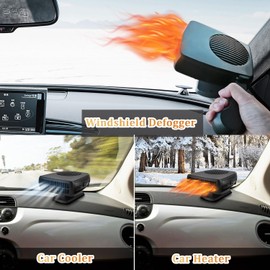 200W Car Heater, 12 Volt Portable Heater for Cars, Auto Windshield Defogger Defroster, 2 in 1 Fast Heating & Cooling, Auto Ceramic Heaters Fan 360 Degree Rotary Defrosters Defoggers
