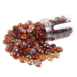 High Luster Decorative Fire Glass Marbles Beads,Fire Glass Pebbles Vase Fillers Beads for Fish Tank Aquarium Succulent Garden Decoration,17-19mm(2/3''-3/4''),335g/0.78lbs (Dark Amber)