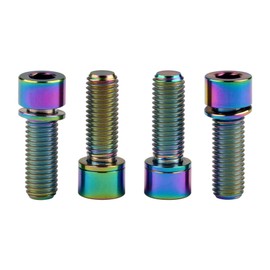 Wanyifa Titanium Ti Bolt M7 x 20 25mm Allen Head with Washers for Bicycle stem Scewrs Pack of 4 (Rainibow, M7x20mm)