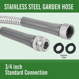 SKYWARD 304 Stainless Steel Lightweight Durable Garden Hose with Female to Male Metal Connector,Flexible, Leak-Proof,Easy to Use & Store Water Hose, High Water Flow (8ft)