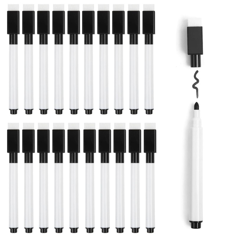 VEYLIN Whiteboard Pens, 20PCS Black Small Dry Wipe Whiteboard Marker