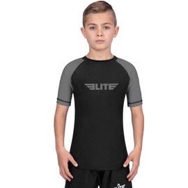 Elite Sports Rash Guards for Boys and Girls, Short Sleeve Compression BJJ Kids and Youth Rash Guard