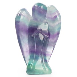 Artistone Rainbow Fluorite Guardian Angel Statue Healing Pocket Angel Stones Handcraft Gemstone Crystal Figurines with Gift Box 2inch